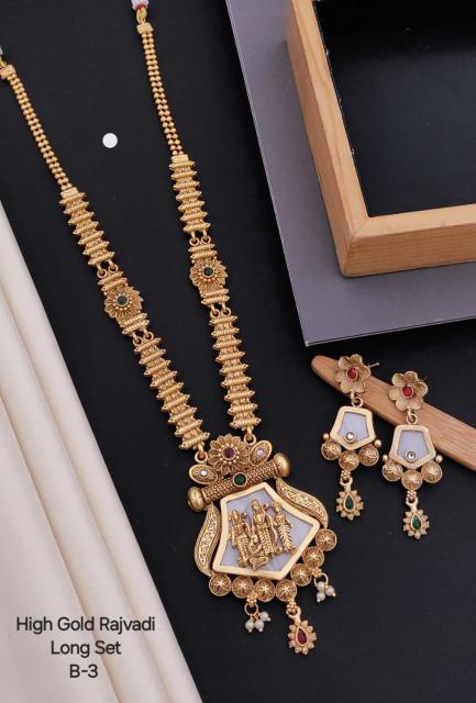 High gold rajvadi long set B 3 Wholesale fashion jewelry in Kolkata